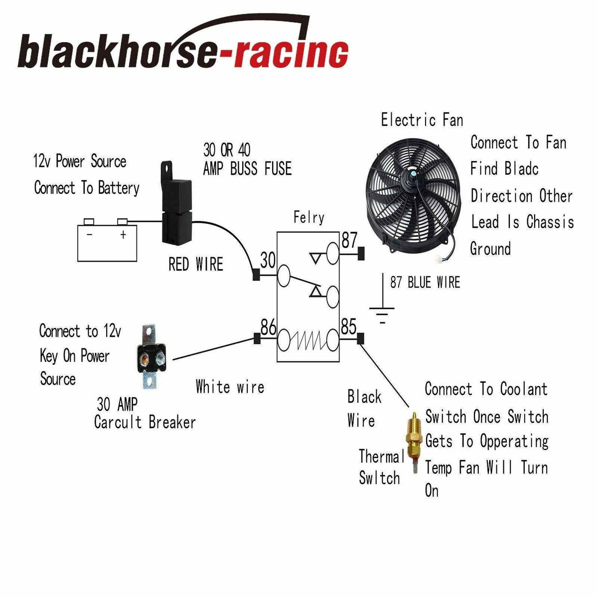 16''Black Electric Radiator Fan High 3000+ CFM Thermostat wiring Switc –