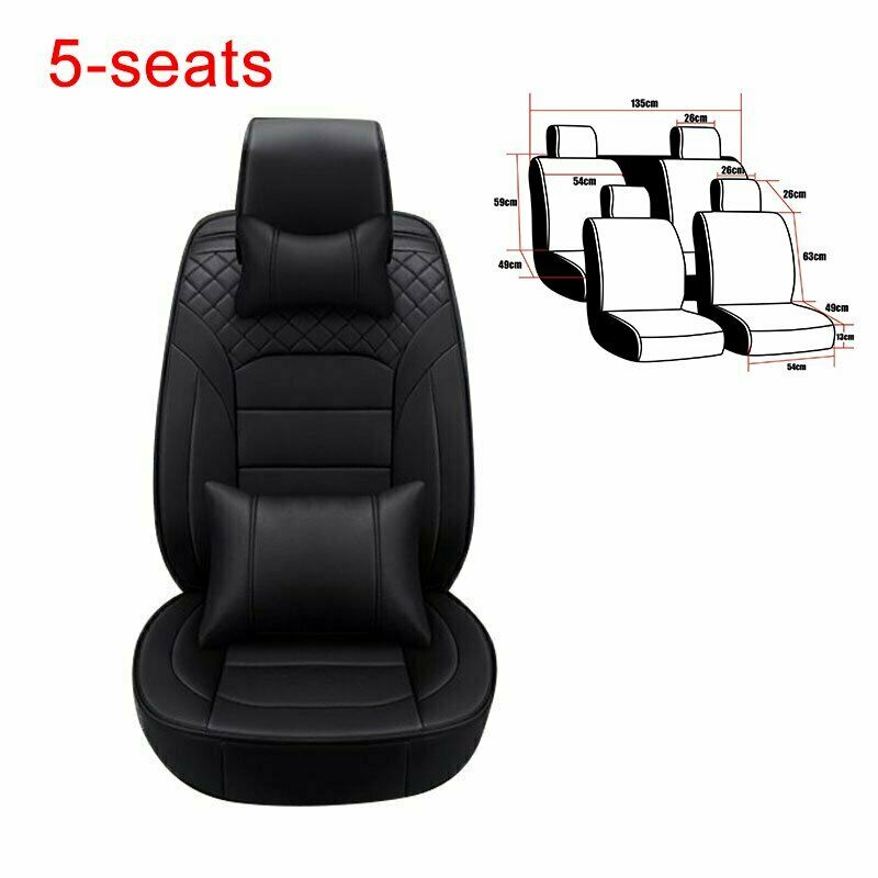 Deluxe PU Leather Front & Rear Car Seat Cover 5 Seats SUV Cushions