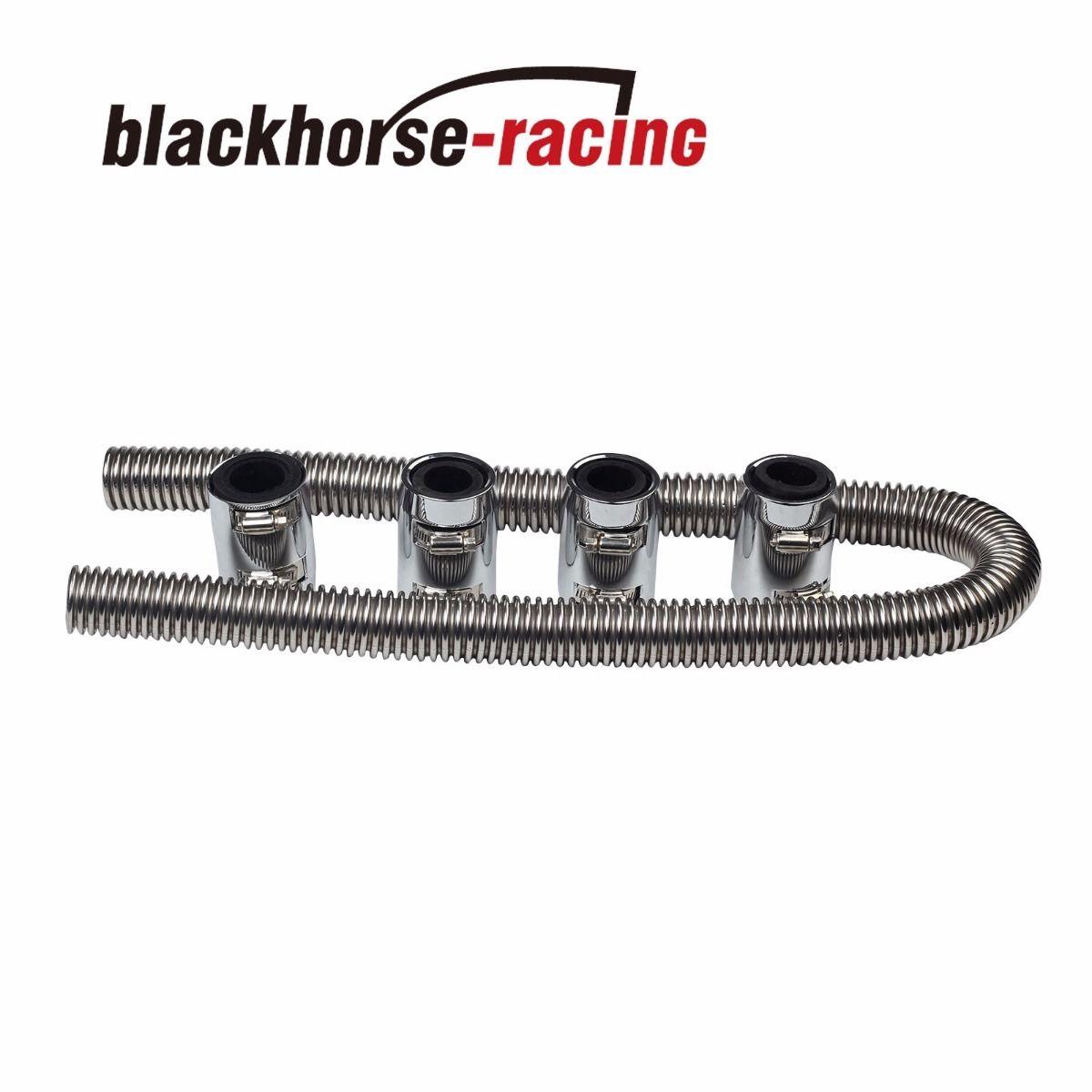  48 Black Stainless Steel Radiator Flexible Coolant Hose Kit  With Caps Universal : Automotive