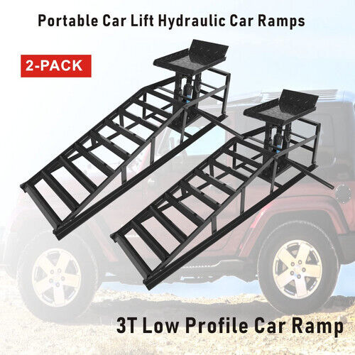 
                  
                    Portable Car Lift Hydraulic Car Ramps 3 T Low Profile Service Ramps Jack 2 Pack
                  
                