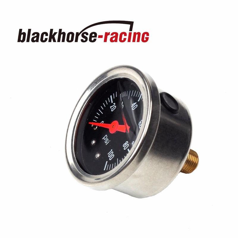 Universal Black Adjustable Fuel Pressure Regulator Gauge with 0-100 PSI New - www.blackhorse-racing.com