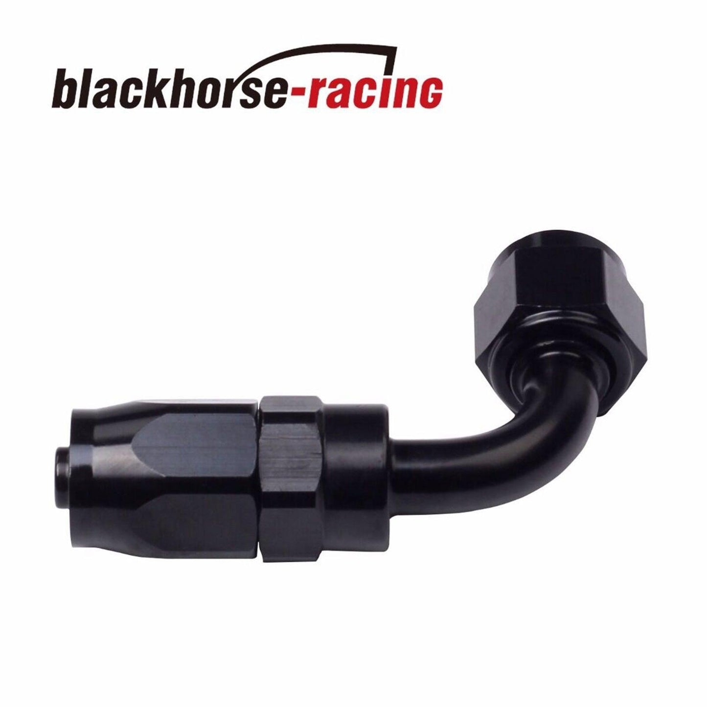 2PC Black AN 10  45 Degree Aluminum Swivel Oil Fuel Line Hose End Fitting 10-AN - www.blackhorse-racing.com