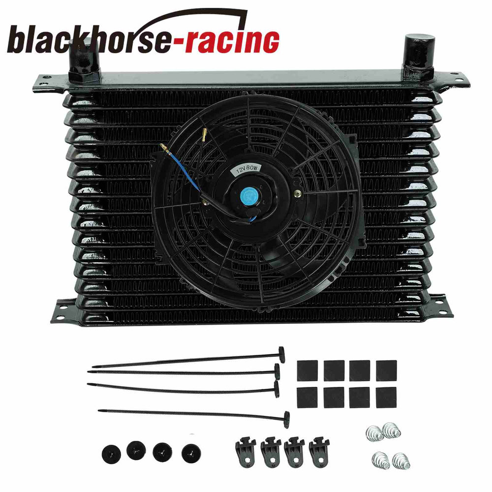 Universal 15 Row Aluminum Transmission Oil Cooler + 10