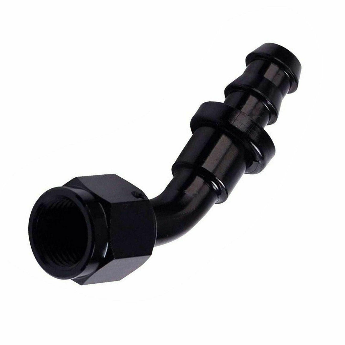 AN10 Black 45 Degree Push Lock Hose End Fitting Adapter Fuel Oil Line -10AN - www.blackhorse-racing.com