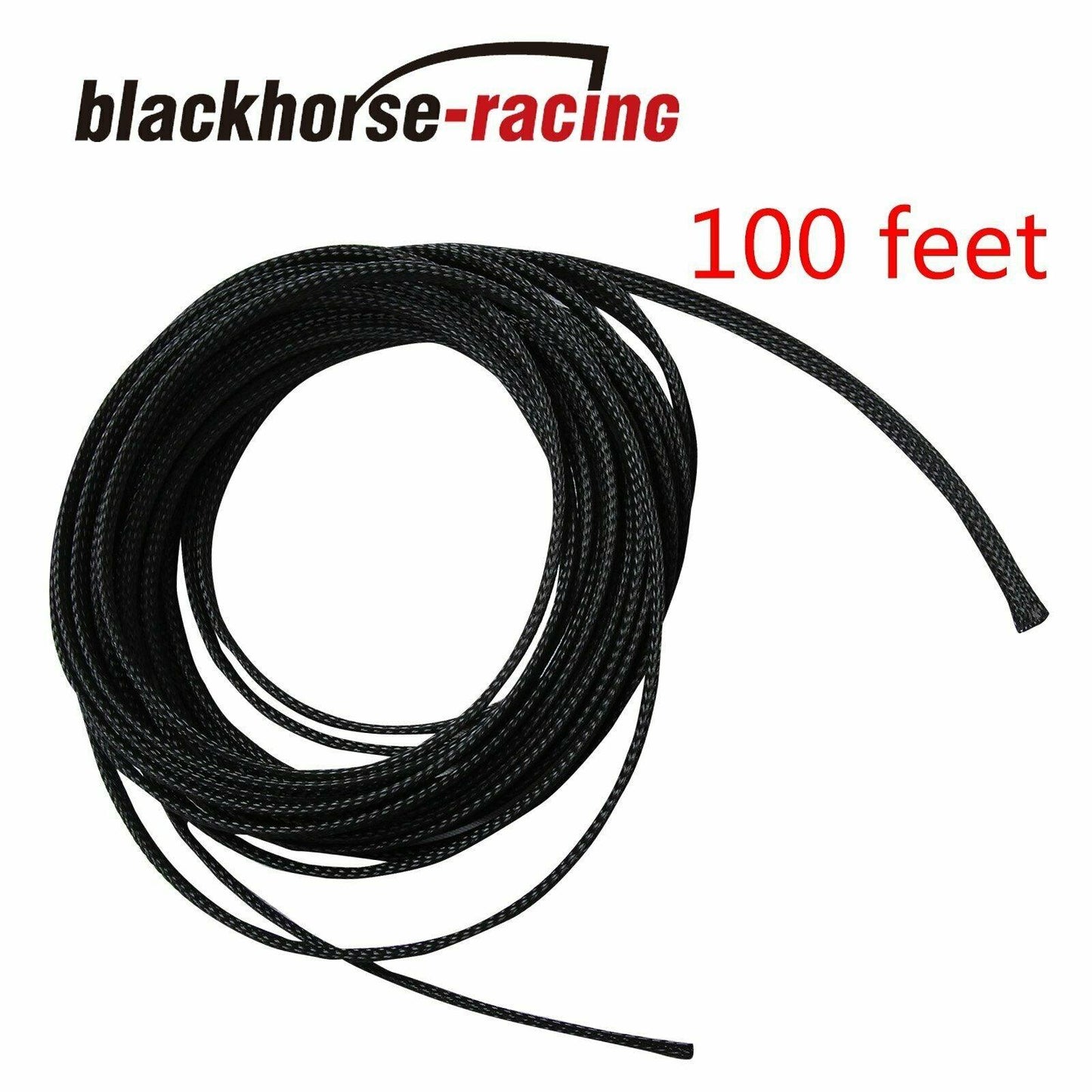 100 FT 1/4" Expandable Wire Cable Sleeving Sheathing Braided Loom Tubing Black - www.blackhorse-racing.com