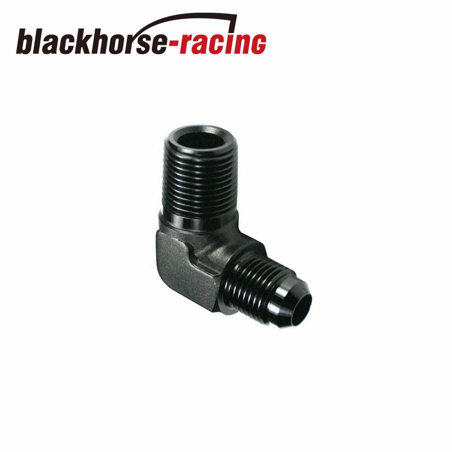 
                  
                    -6AN Flare 90 Degree 3/8 NPT Fitting Male Union BLACK
                  
                