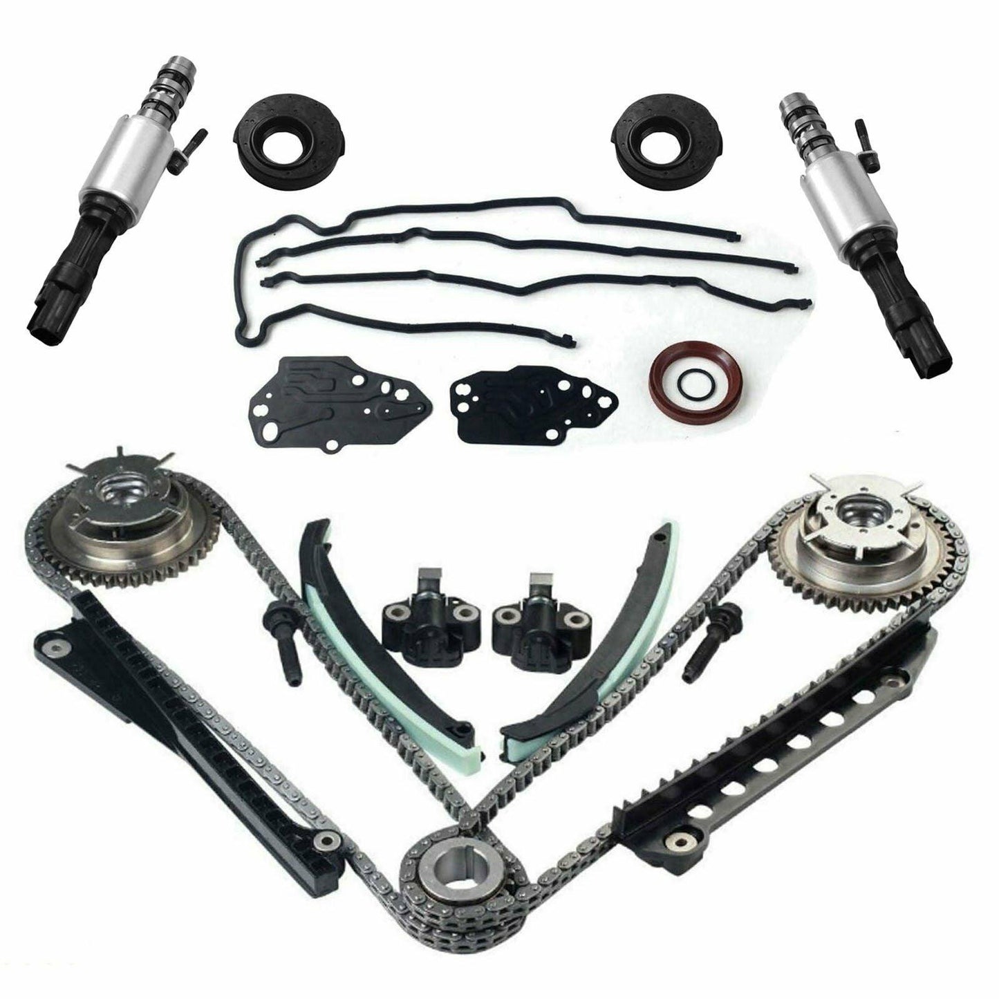 For 5.4 Ford F150 F250 Lincoln 3V Timing Chain Kit Cam Phaser Timing+cover Seal - www.blackhorse-racing.com