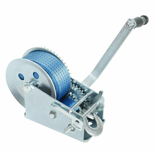 3200lbs Hand Winch Hand Crank Gear Winch Polyester Strap 2 Gear