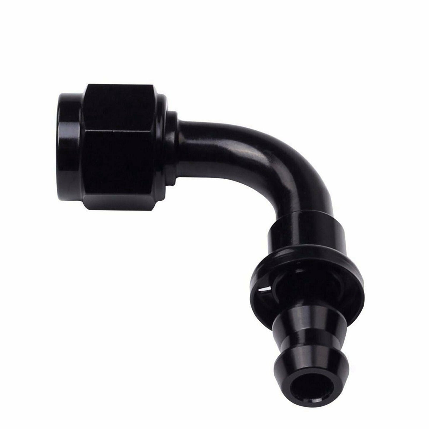 AN4 Black 90 Degree Push Lock Hose End Fitting Adapter Fuel Oil Line -4AN - www.blackhorse-racing.com