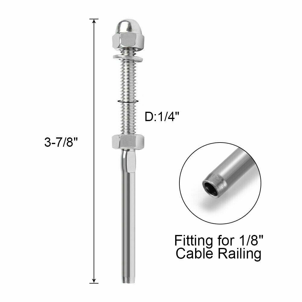 5Pcs T316 Stainless Steel Swage Threaded Tensioner Fittings 1/8