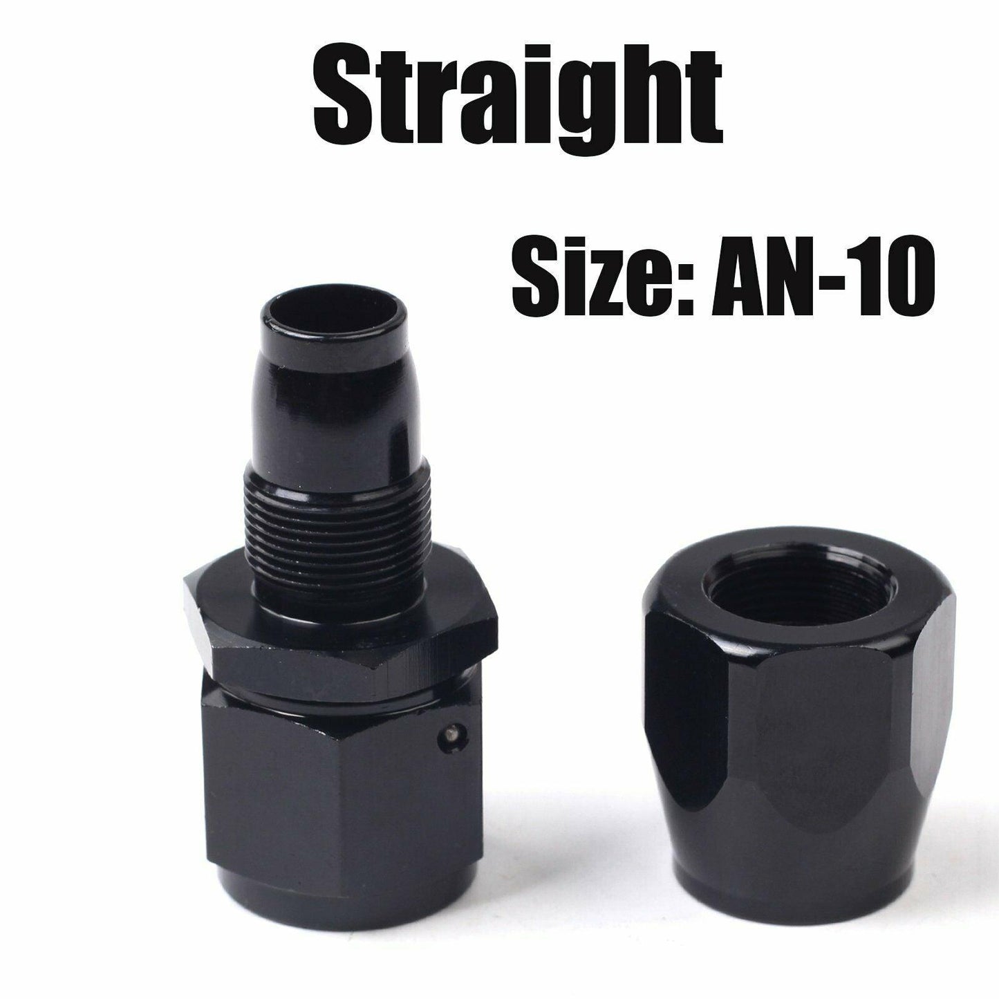 Black AN10 10-AN Straight Swivel Fuel Oil Air Gas Hose End Fitting Adaptor - www.blackhorse-racing.com