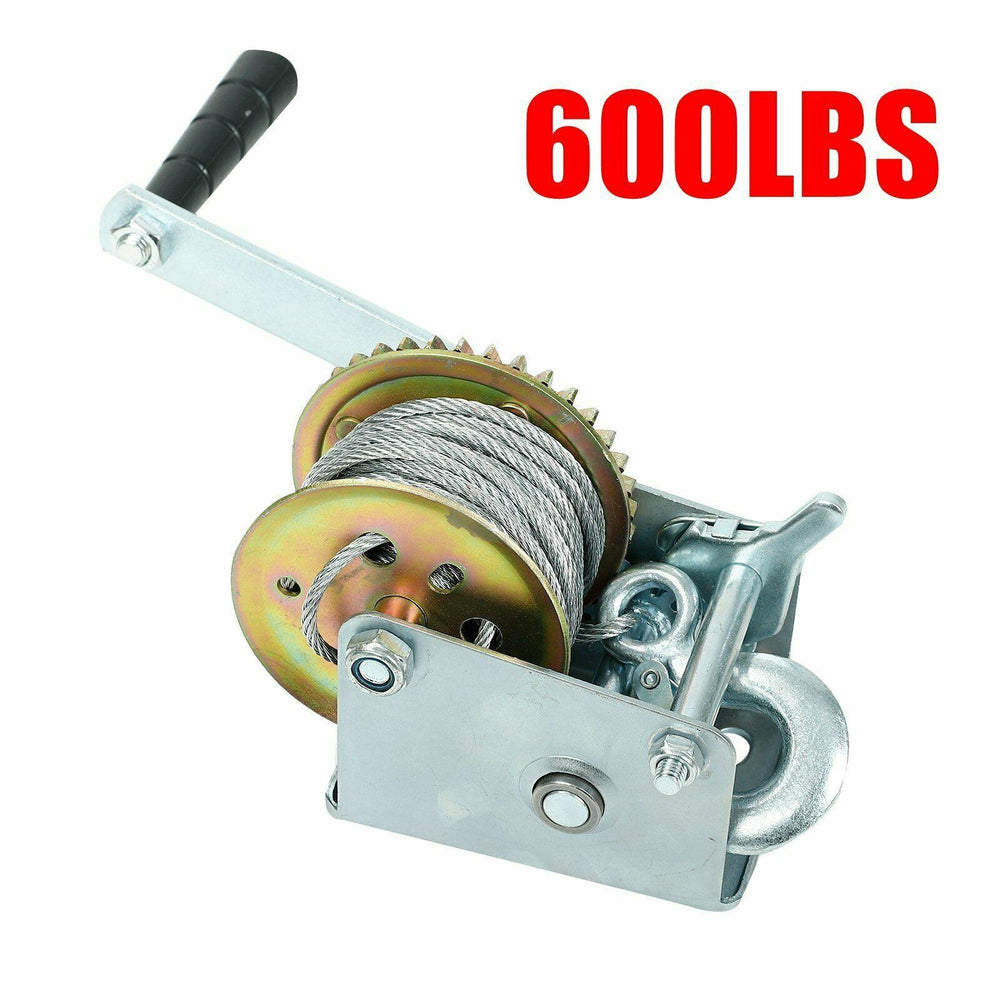 600lb Steel Cable Hand Winch Crank Gear Winch ATV Boat Trailer Heavy Duty NEW - www.blackhorse-racing.com