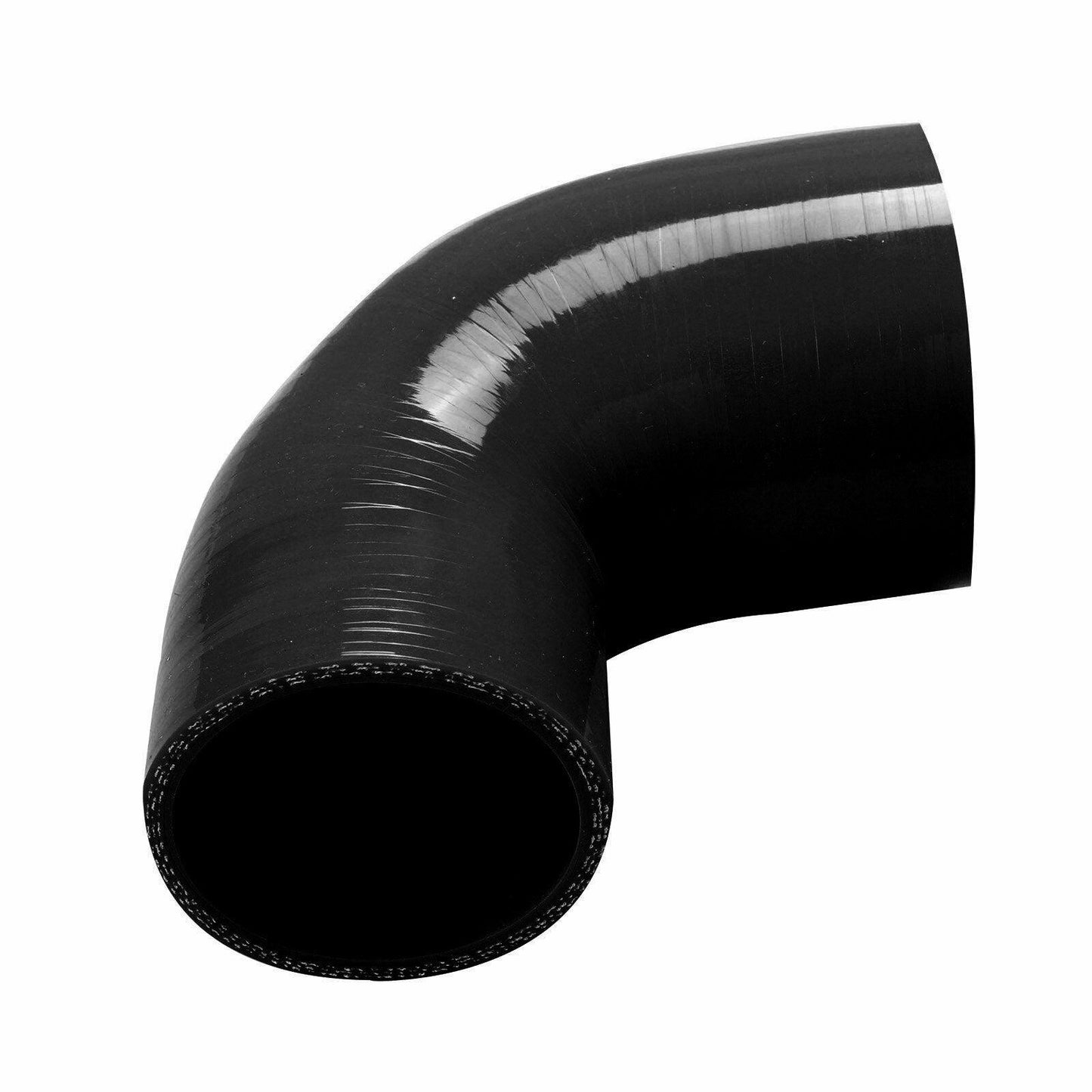 2.25"-2.5" 4-PLY 90 ELBOW TURBO/INTERCOOLER/INTAKE SILICONE REDUCER HOSE BLACK - www.blackhorse-racing.com