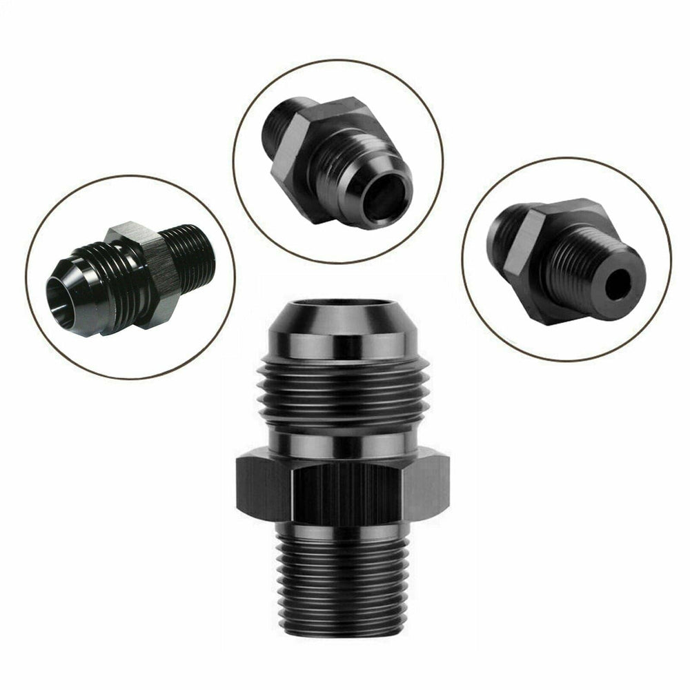 Universal 6 AN to 3/8 NPT Fitting Straight Black For Fuel Oil Hose Black - www.blackhorse-racing.com