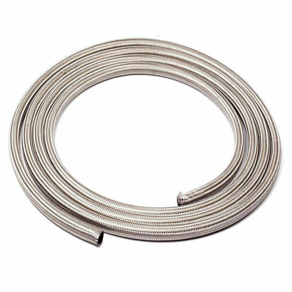 20 Feet AN8 -8AN AN-8 Silver Nylon Stainless Steel Fuel Gas Oil Water Hose Line - www.blackhorse-racing.com