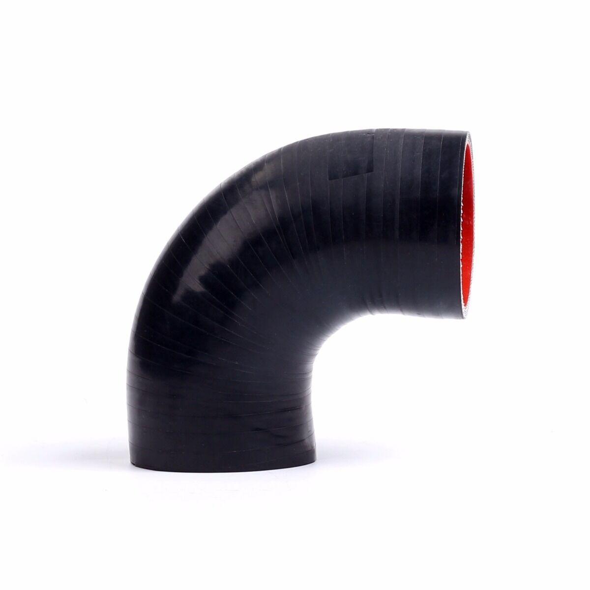 2.5" 63MM 90 Degree 4 ply 5mm Hose Turbo Silicone Elbows Coupler Pipe Hose black - www.blackhorse-racing.com