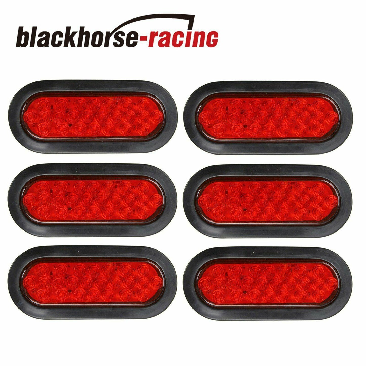 (6) 6" 24-LED Oval Truck Trailer Stop Turn Tail Brake Sealed Lights Grommet - www.blackhorse-racing.com