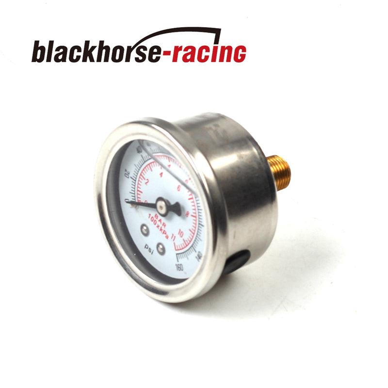 Universal White  Adjustable Fuel Pressure Regulator Gauge with 0-100 PSI New - www.blackhorse-racing.com