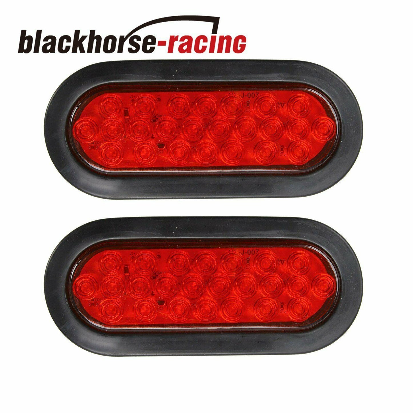 4pc 6" 24LED Oval Truck Trailer Stop Turn Tail Brake Sealed Lights w/Grommet - www.blackhorse-racing.com