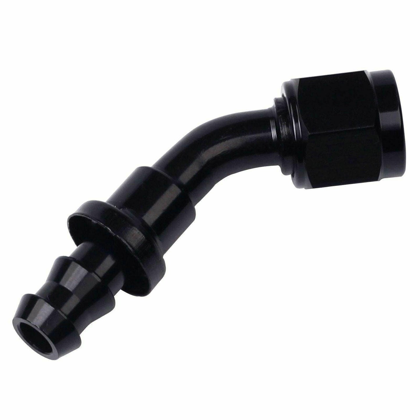 AN10 Black 45 Degree Push Lock Hose End Fitting Adapter Fuel Oil Line -10AN - www.blackhorse-racing.com