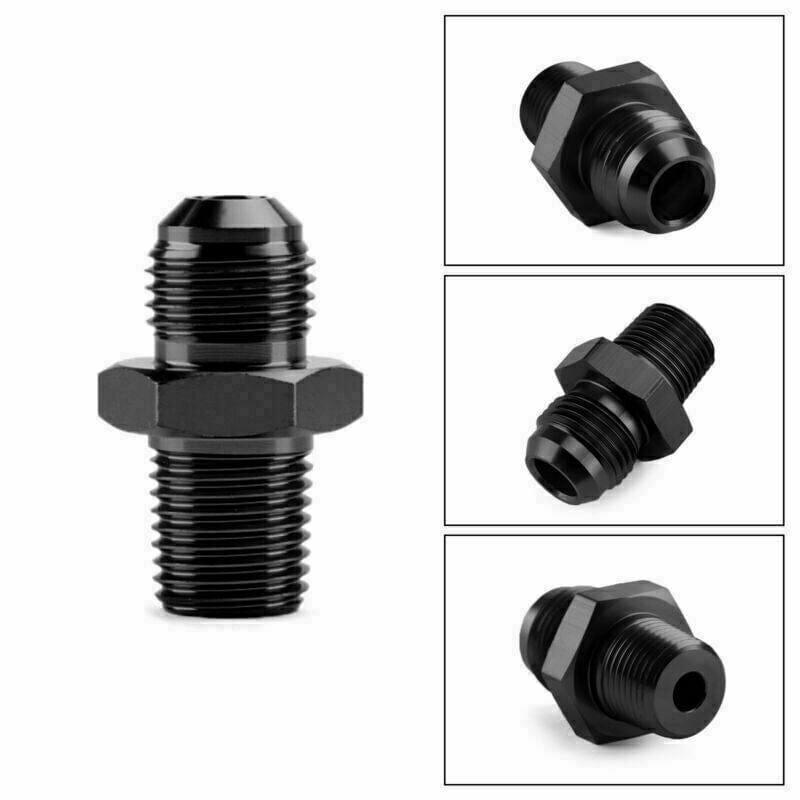 Universal 6 AN to 3/8 NPT Fitting Straight Black For Fuel Oil Hose Black - www.blackhorse-racing.com