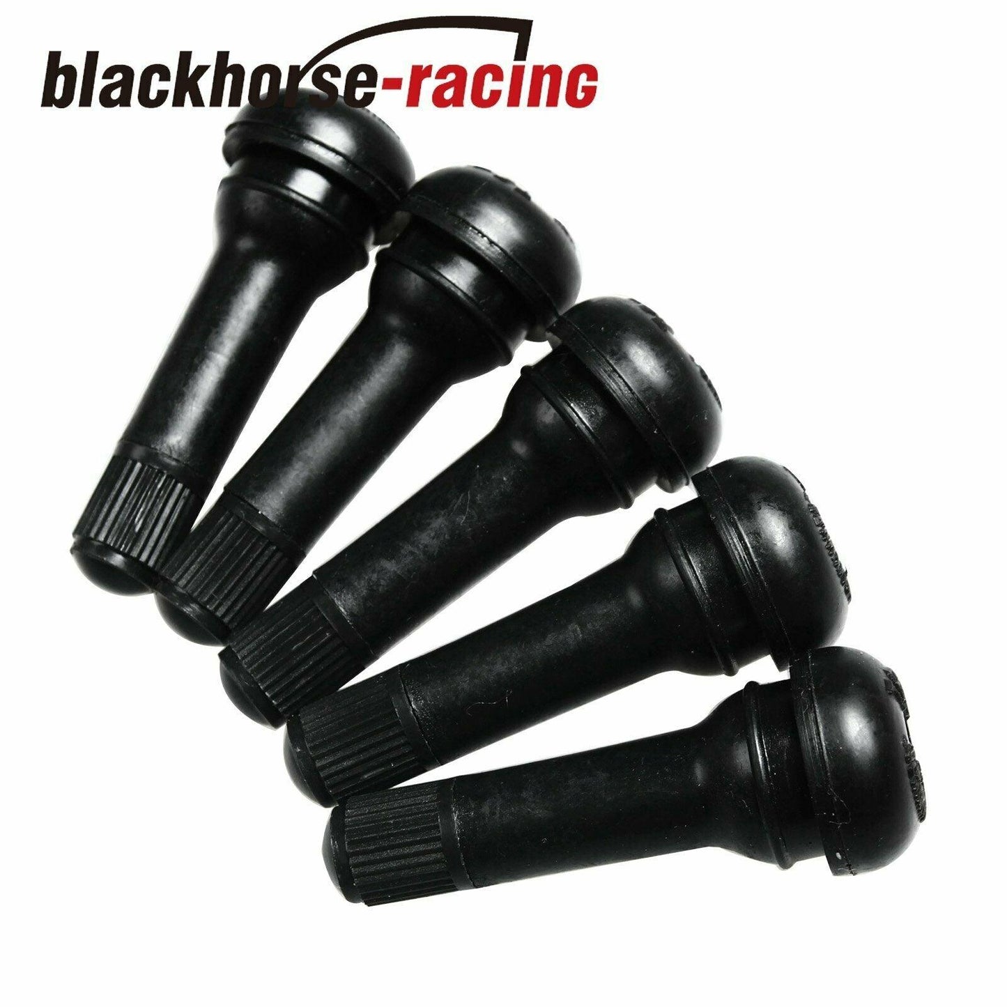 50 PCS TR 414 Snap-In Tire Valve Stems Medium Black Rubber New - www.blackhorse-racing.com