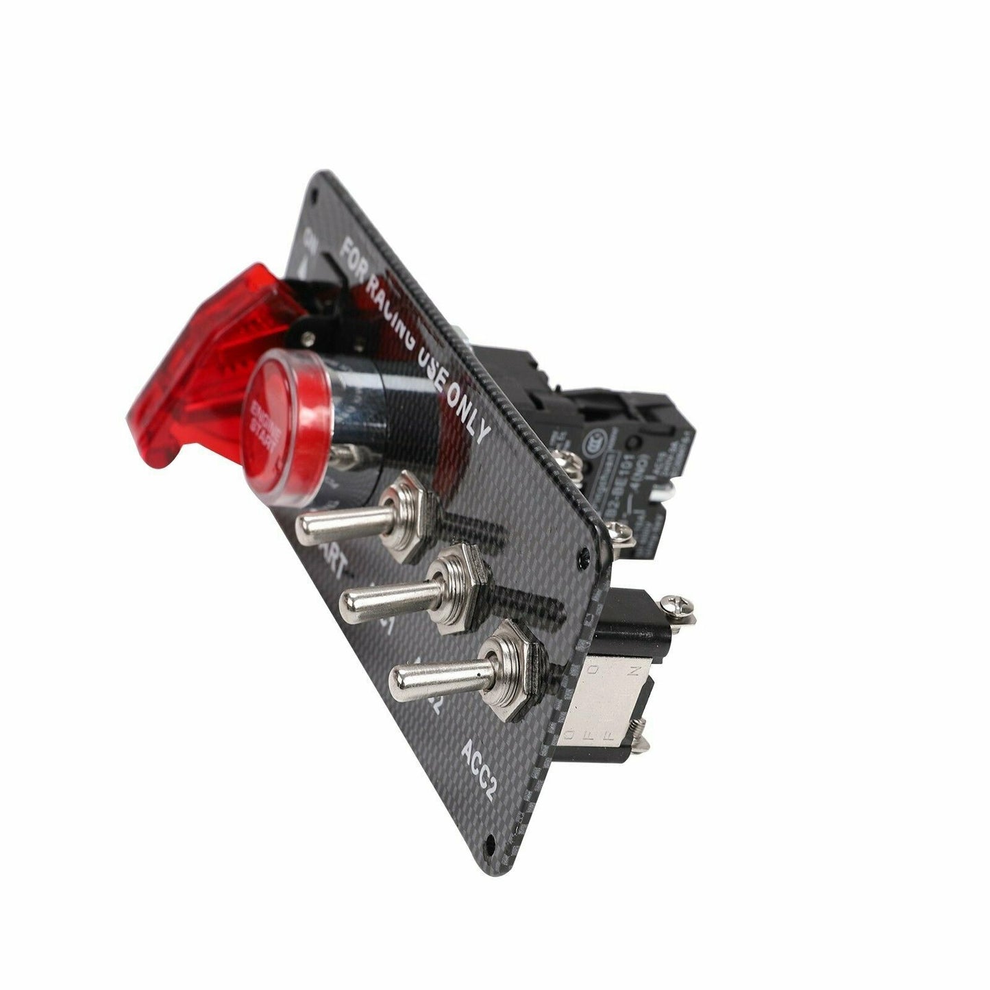 12V Carbon Ignition Switch Panel Engine Start Push Button LED Toggle Racing Auto - www.blackhorse-racing.com