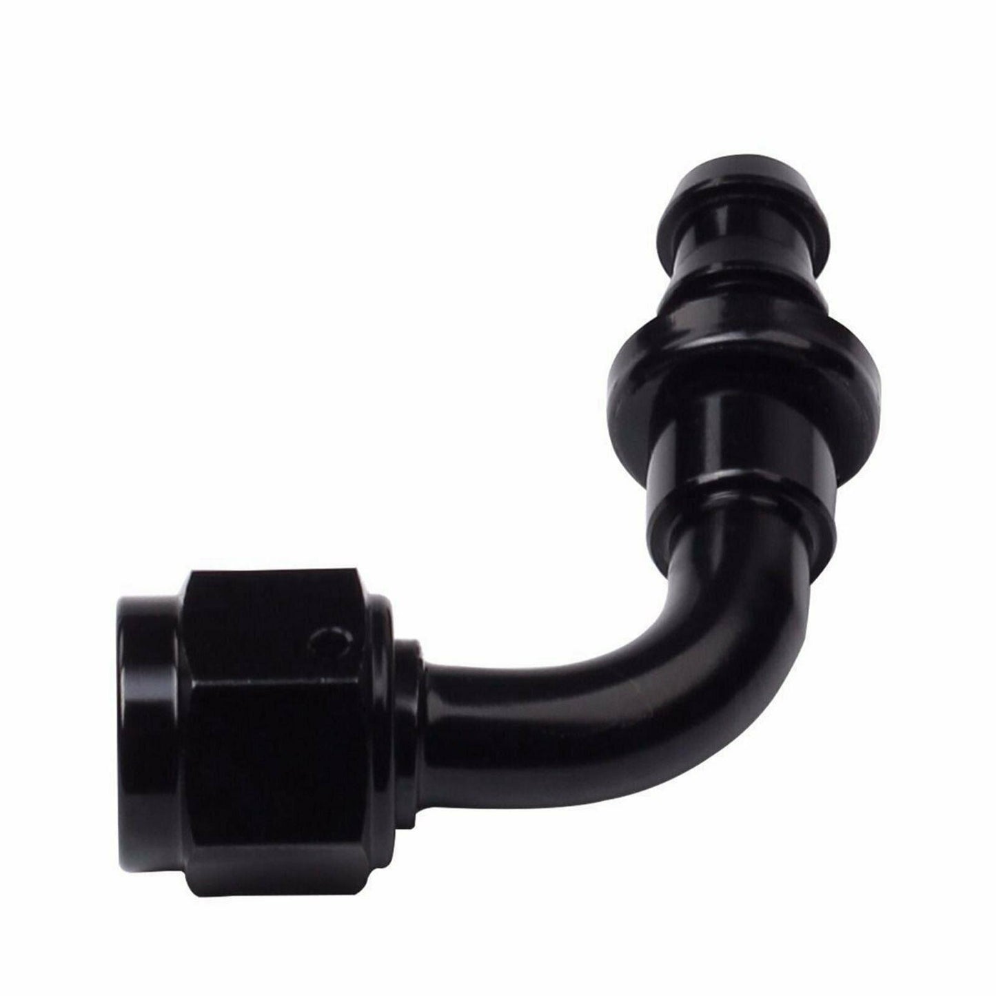 Black AN10 90 Degree Push Lock Hose End Fitting Adapter Fuel Oil Line -10AN - www.blackhorse-racing.com