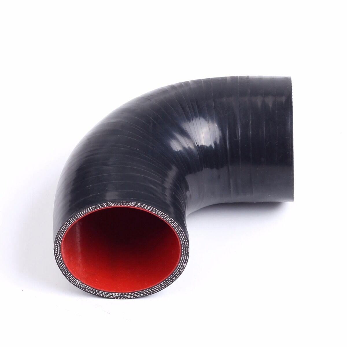 2.5" 63MM 90 Degree 4 ply 5mm Hose Turbo Silicone Elbows Coupler Pipe Hose black - www.blackhorse-racing.com