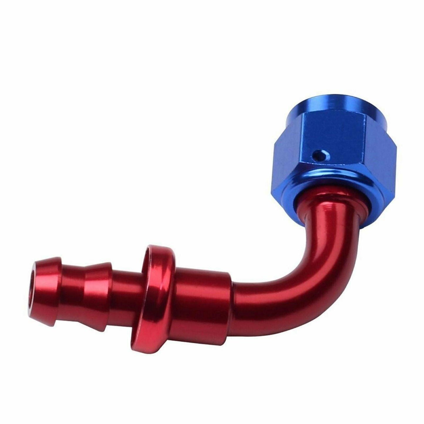 AN6 Red&Blue 90 Degree Push Lock Hose End Fitting Adapter Fuel Oil Line -6AN - www.blackhorse-racing.com