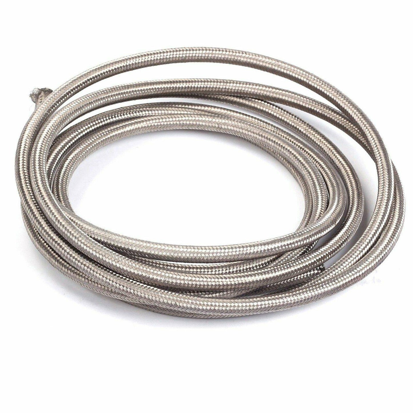 20 Feet AN8 -8AN AN-8 Silver Nylon Stainless Steel Fuel Gas Oil Water Hose Line - www.blackhorse-racing.com