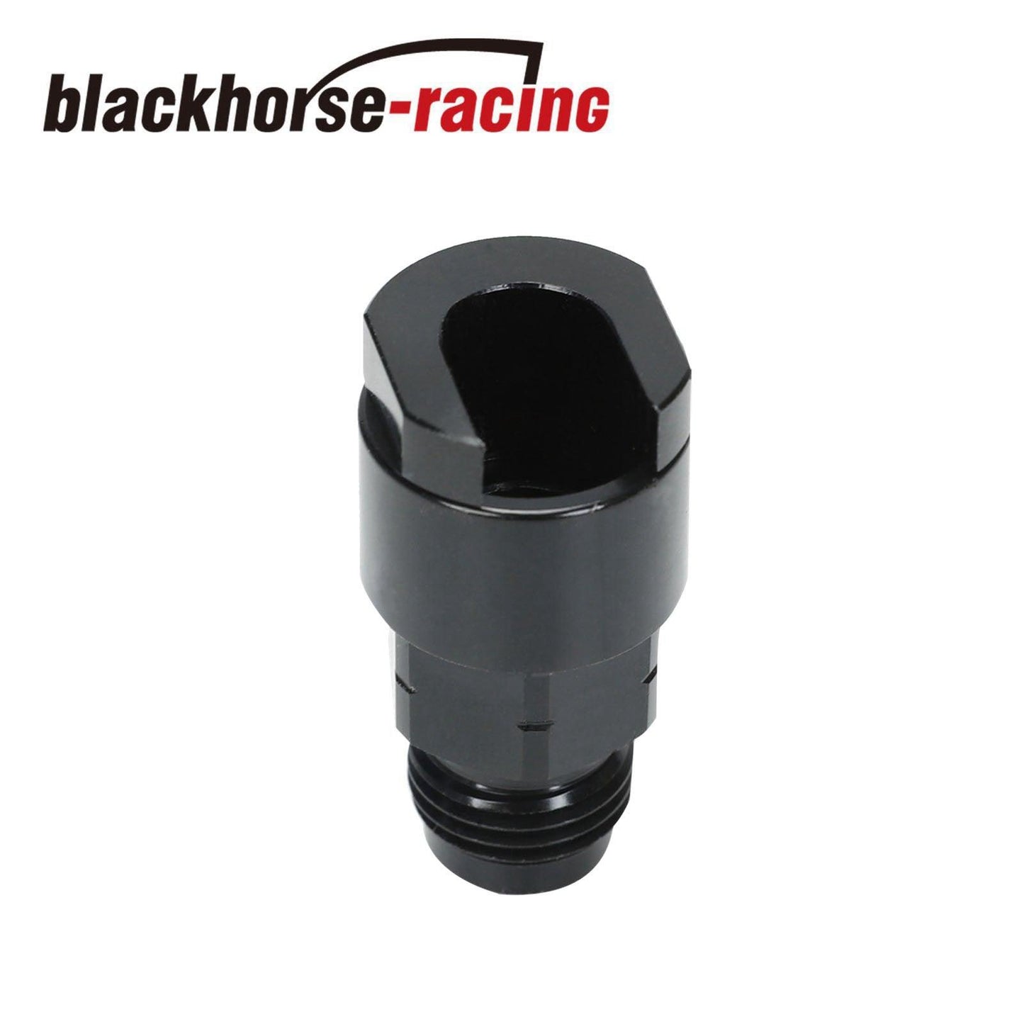 
                  
                    Black Fuel Adapter Fitting 6AN to 3/8 GM Quick Connect w/ Thread Retainer Female - www.blackhorse-racing.com
                  
                