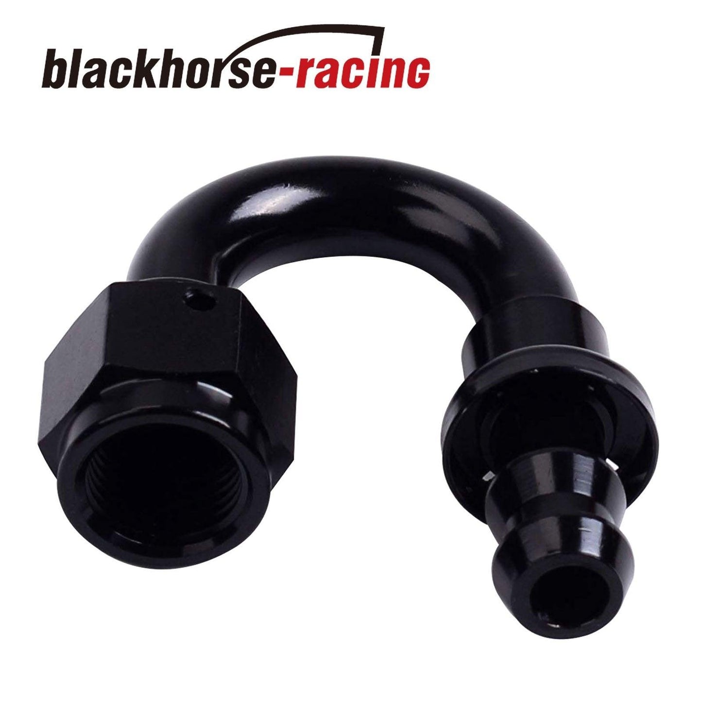 2PC Black AN 10  180 Degree Aluminum Swivel Oil Fuel Line Hose End Fitting 10-AN - www.blackhorse-racing.com