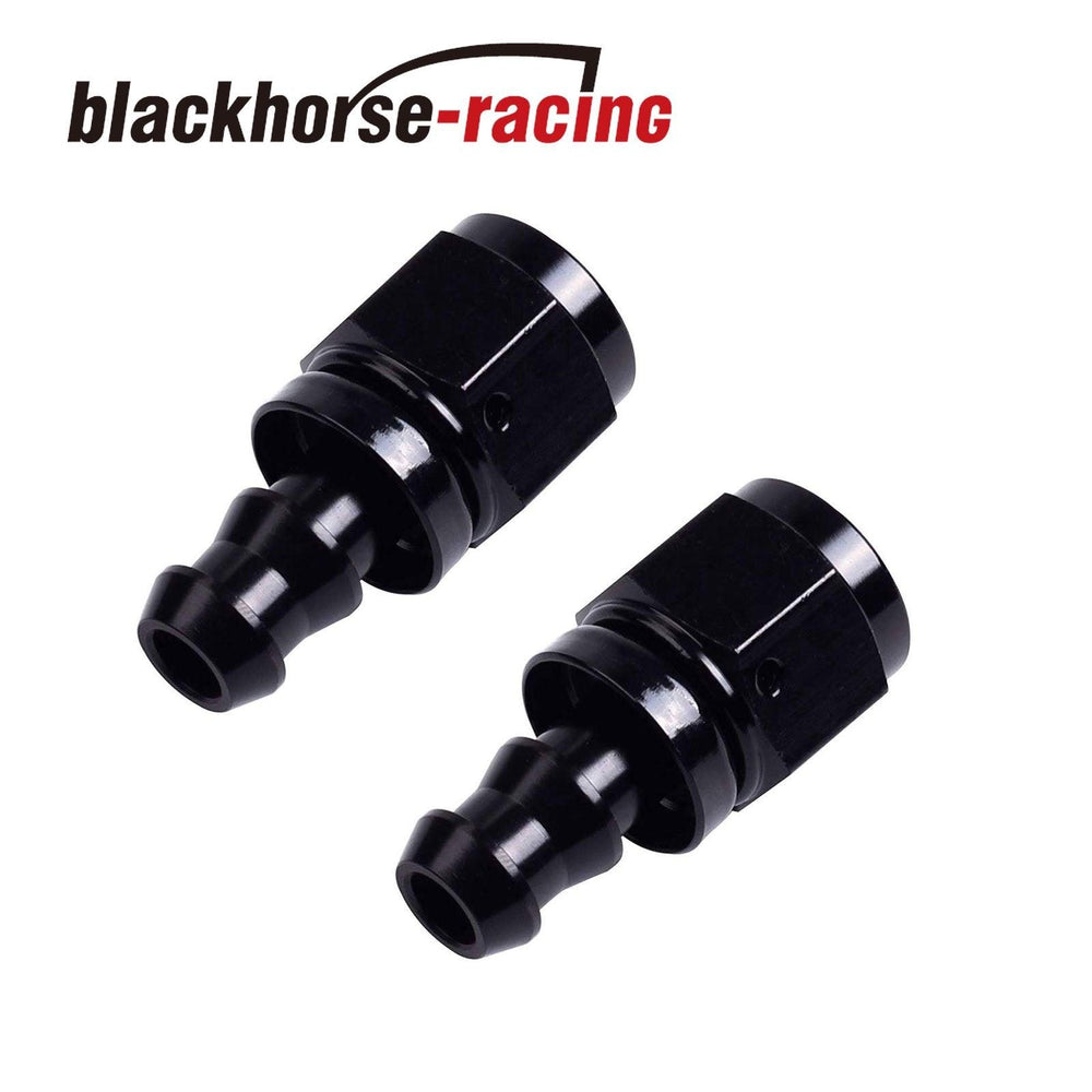 2PC Black AN 10 Straight Aluminum Push on Oil Fuel Line Hose End Fitting 10-AN - www.blackhorse-racing.com