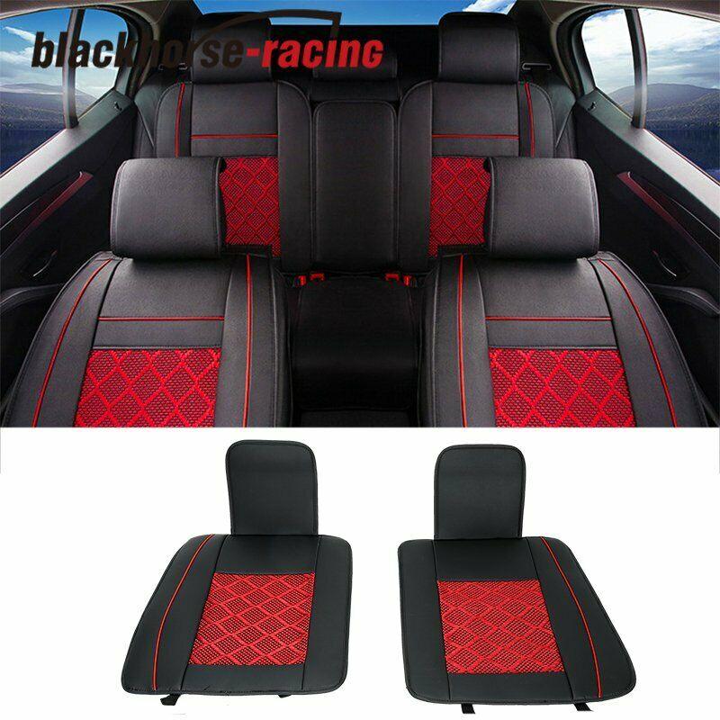 
                  
                    Front + Rear 5-Seat SUV Seat Cover Cooling Mesh PU Leather Car Cushion w/Pillow - www.blackhorse-racing.com
                  
                