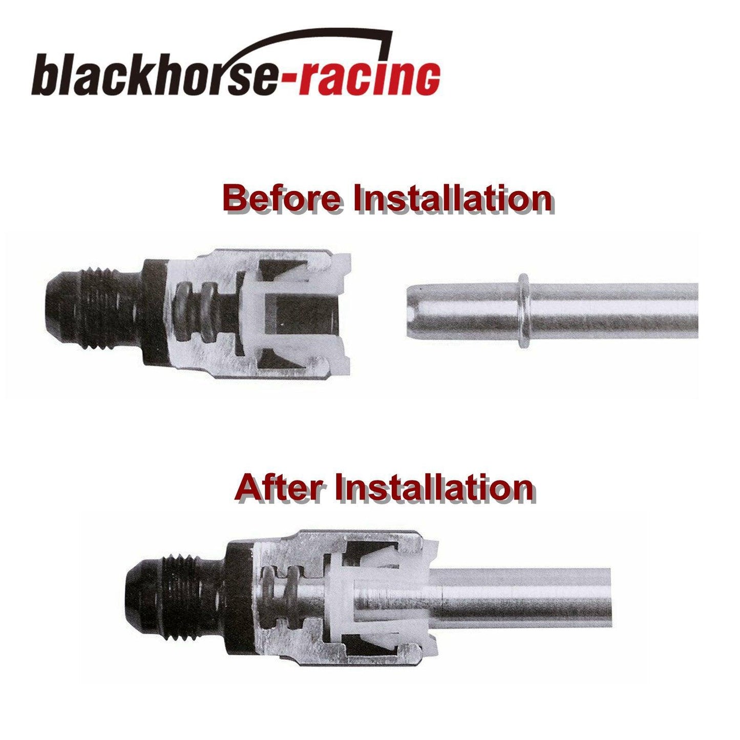 
                  
                    644123 Fuel Adapter Fitting EFI -6AN Male to 3/8 GM Quick Connect w/ Clip Female - www.blackhorse-racing.com
                  
                