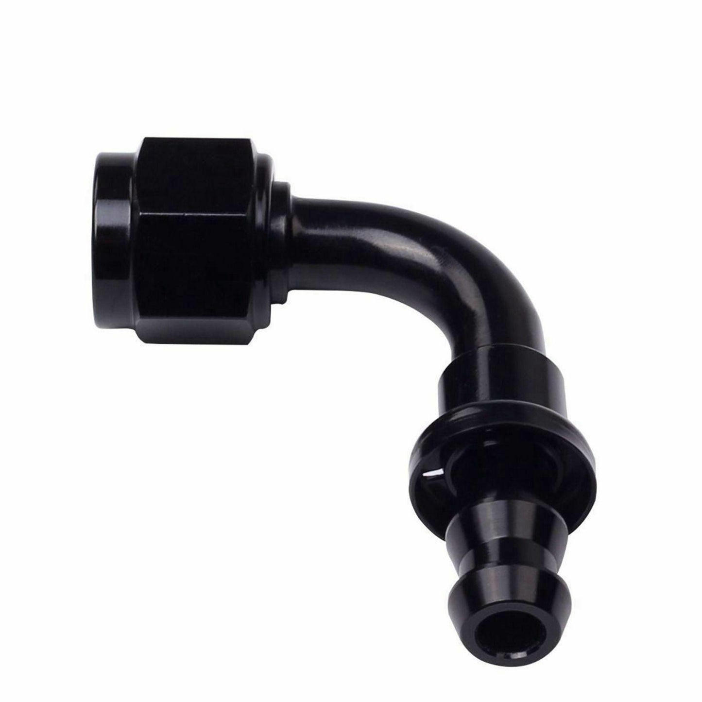 2PC Black AN 10 90 Degree Aluminum Push on Oil Fuel Line Hose End Fitting 10-AN - www.blackhorse-racing.com