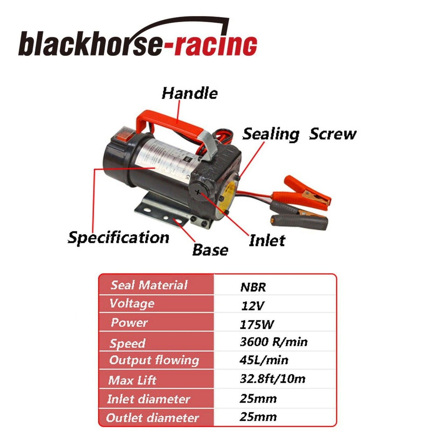 Electric Fuel Transfer Pump 12V DC Fit Diesel Kerosene Oil Commercial Auto - www.blackhorse-racing.com