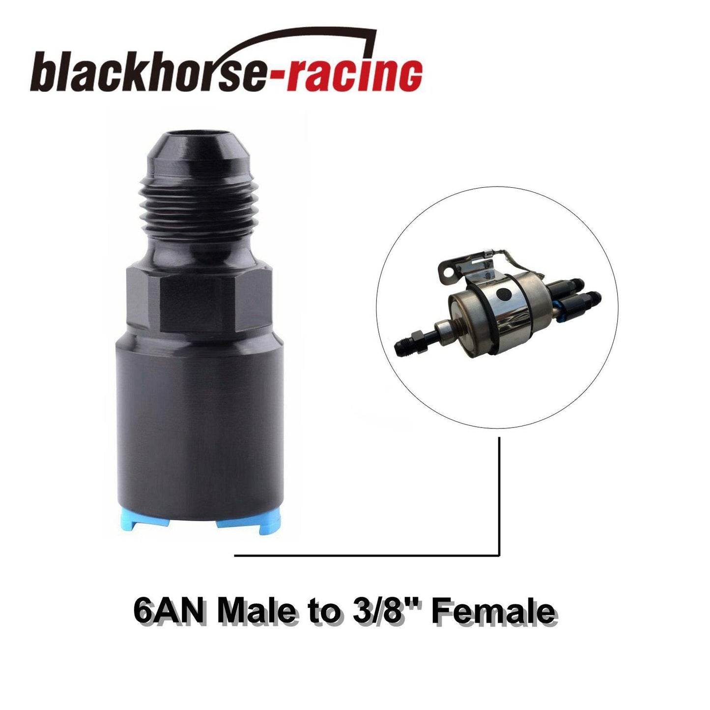 
                  
                    644123 Fuel Adapter Fitting EFI -6AN Male to 3/8 GM Quick Connect w/ Clip Female - www.blackhorse-racing.com
                  
                