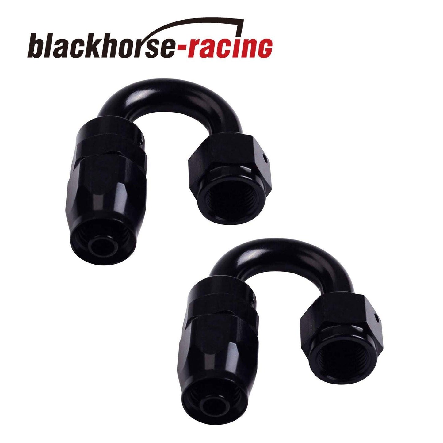 2PC Black AN 8  180 Degree Aluminum Swivel Oil Fuel Line Hose End Fitting 8-AN - www.blackhorse-racing.com