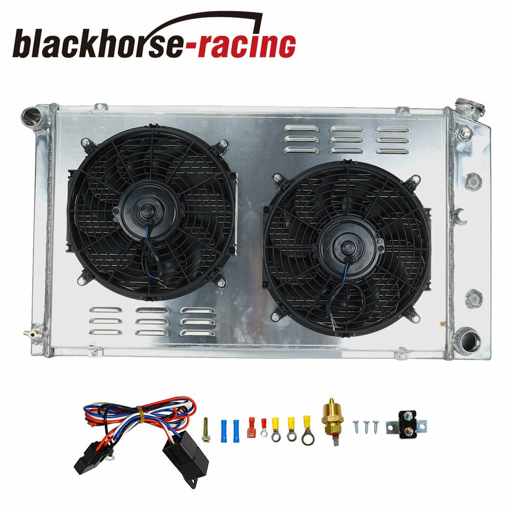 For 1968-1987 Chevy Chevelle Impala Caprice 3 Row Radiator+Shroud+Fan+Relay Kit