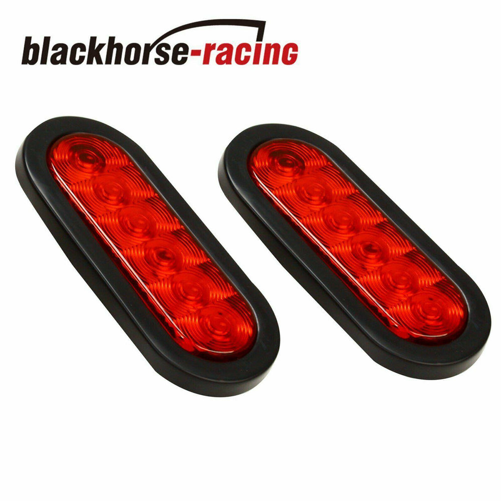 2 x 6'' Oval Trailer Truck Stop Turn Tail Brake Lights grommet Mount 6LED Boat - www.blackhorse-racing.com