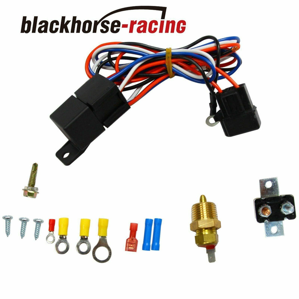 3/8'' Thread Electric Radiator Engine Fan Thermostat Temperature Switch Relay Kit - www.blackhorse-racing.com