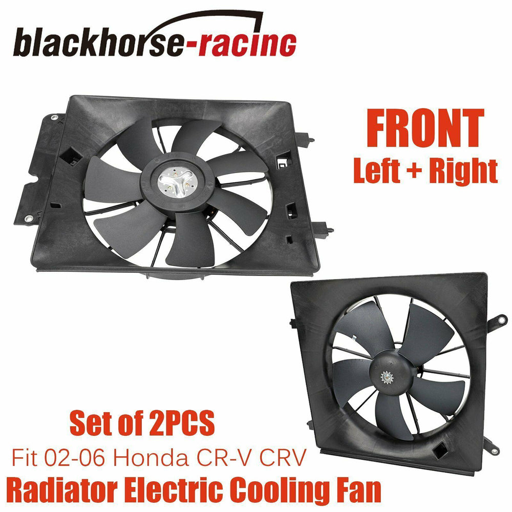 Radiator & AC Condenser Cooling Fan Assembly Pair Fit 2002-2006 Honda CR-V CRV - www.blackhorse-racing.com