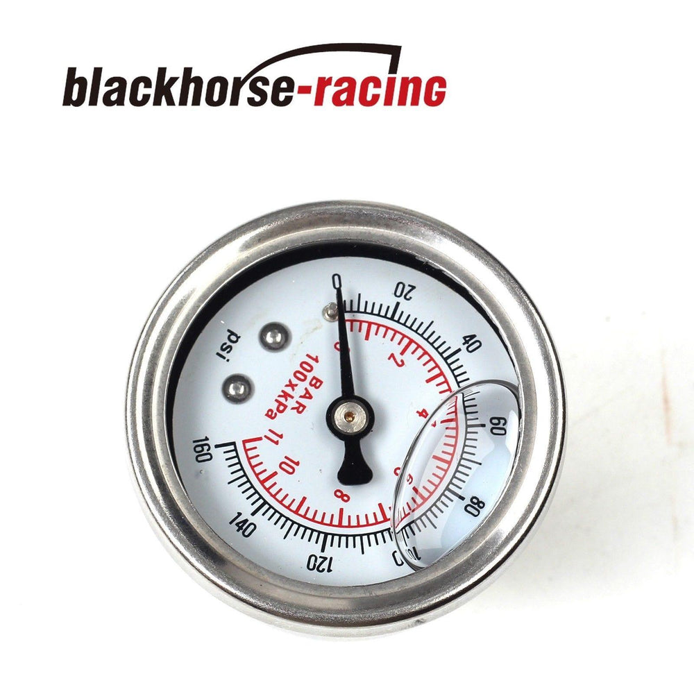 Universal White  Adjustable Fuel Pressure Regulator Gauge with 0-100 PSI New - www.blackhorse-racing.com