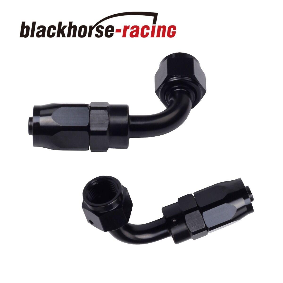 2PC Black AN 6  90 Degree Aluminum Swivel Oil Fuel Line Hose End Fitting 6-AN - www.blackhorse-racing.com