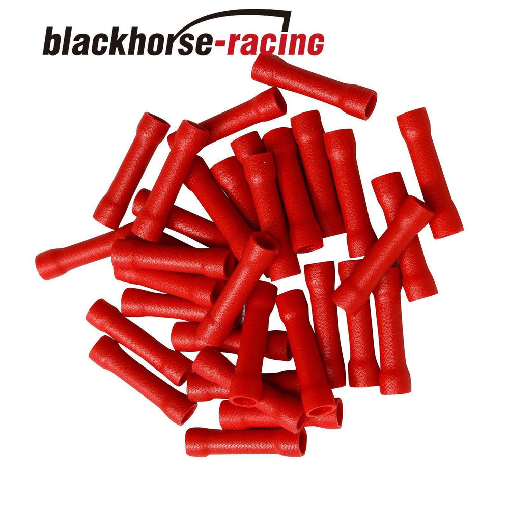 100Pcs Wire Butt Connectors Vinyl 22-18 Gauge AWG Ga Car Radio Terminals Red - www.blackhorse-racing.com