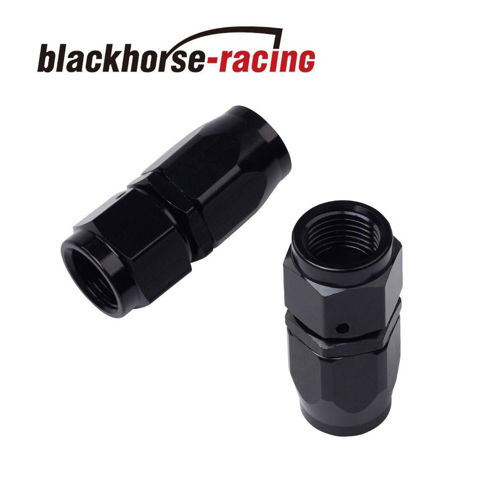 2PC Black AN 10 Straight Aluminum Swivel Oil Fuel Line Hose End Fitting 10-AN - www.blackhorse-racing.com