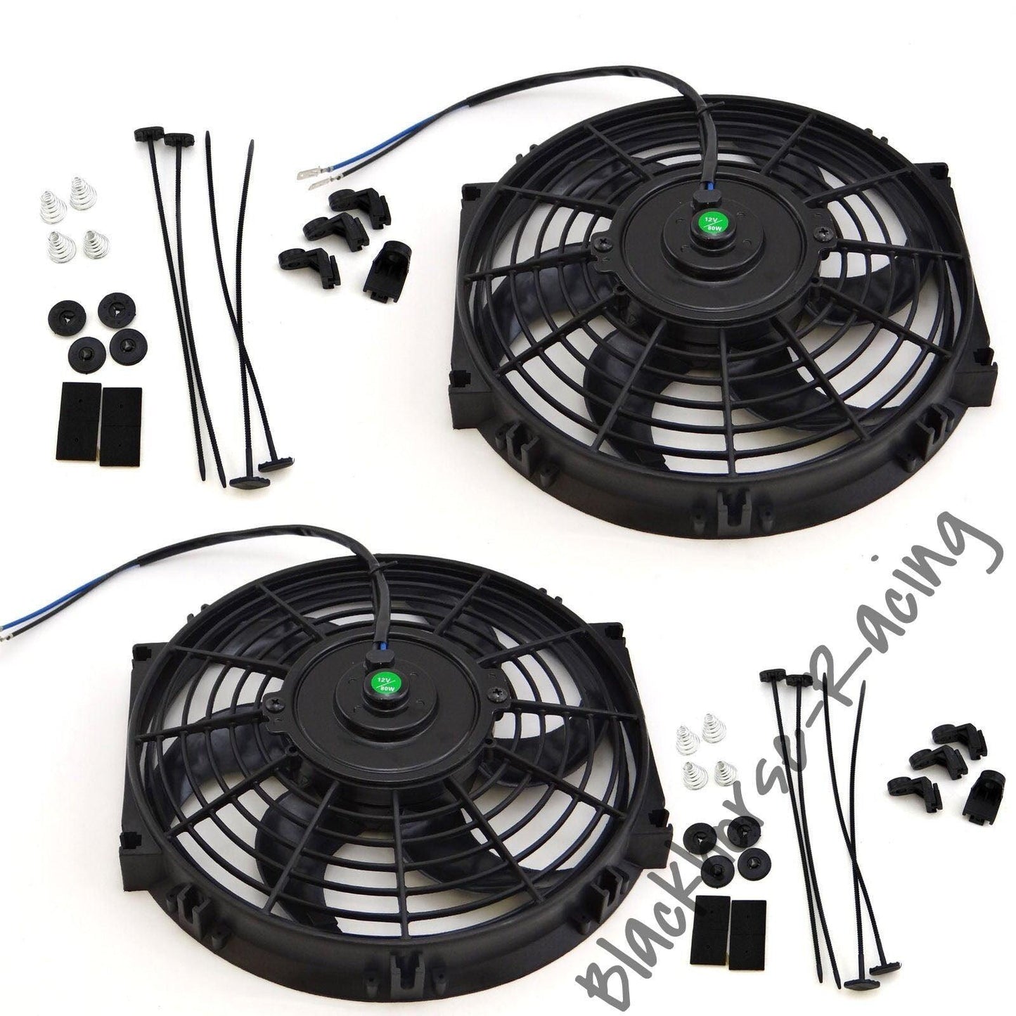 
                  
                    2X 10'' ELECTRIC RADIATOR/ENGINE COOLING FAN+MOUNTING ZIP TIE KITS BLACK - www.blackhorse-racing.com
                  
                