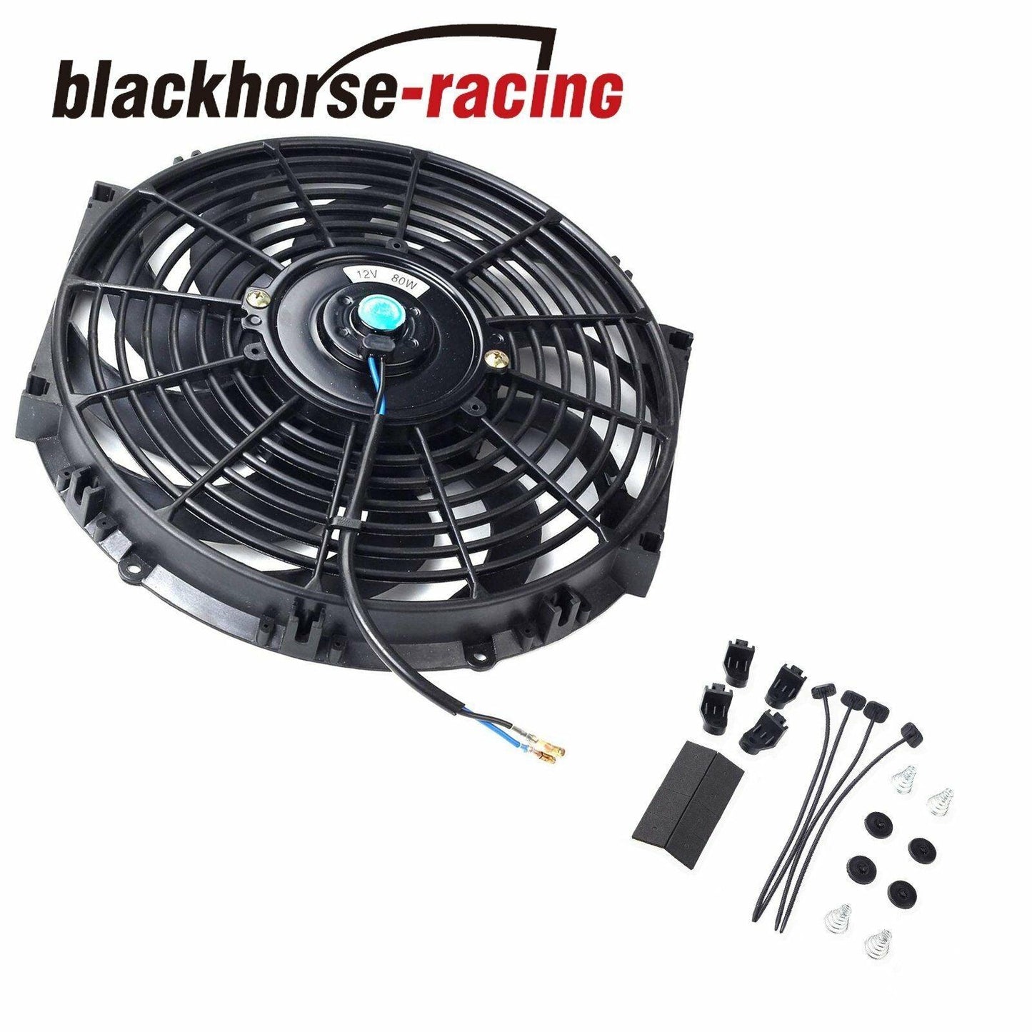 12'' ELECTRIC RADIATOR/ENGINE COOLING FAN+MOUNTING ZIP TIE KITS BLACK 12'' - www.blackhorse-racing.com